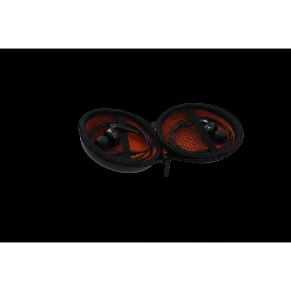 In Ear Headphone Case  Black Hard‎ Shell Earbud Carrying Case with Orange
